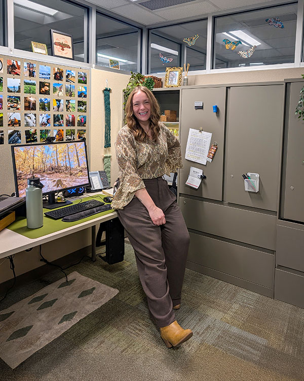 Marissa Steffens, a digital marketer and Western Technical College digital marketing instructor, stands in her office.